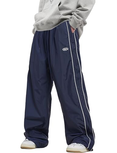 DAZZLZZAD Mens Drawstring Sweatpants Y2k Baggy Track Pants Harajuku Parachute Pants Lightweight Sweatpants Blue