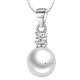 Unified Jewellery Collana da donna con ciondolo in argento Sterling 925 con perle d'acqua dolce coltivate, elegante ciondolo a goccia delicato da indossare tutti i giorni 898