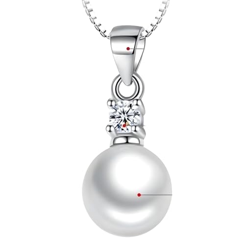 Unified Jewellery Collar con colgante de perlas cultivadas de agua dulce de plata de ley 925 para mujer | Elegante dije de perla en forma de lágrima delicado para uso diario 898