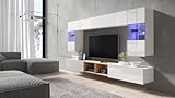 Luxusbetten24 Designer Wohnwand Picasso mit LED Weiß