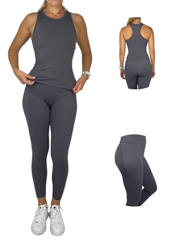 Ballandoro Conjunto de gimnasio para mujer – Juego de leggins deportivos Push Up y Tank Top Deportivo, Chándal completo, pantalones cortos de entrenamiento y camiseta de fitness, ropa de yoga, correr