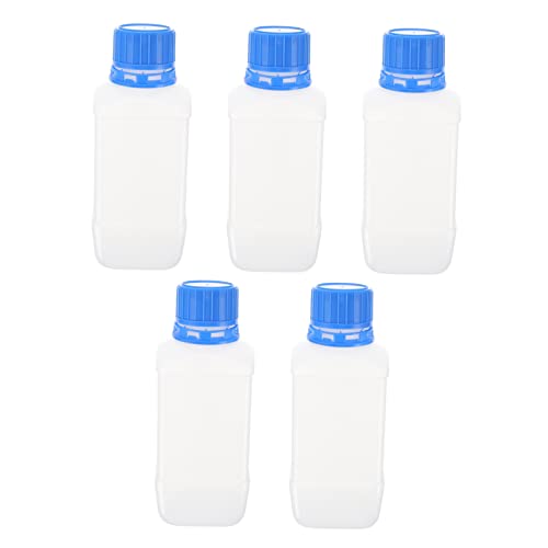 HOMOCONO 5pcs Reagent Plastic Bottle Reagent Bottle Sample Storage Square Bottle Laboratory Reagent Square Bottle Liquid Containers Lab Environmental Bottles Wide Mouth Liquid Bottle White