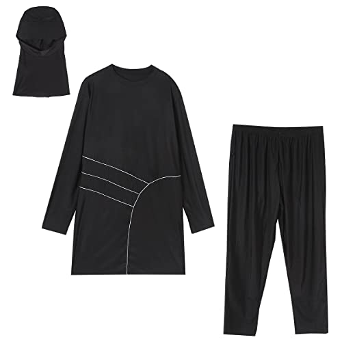 FYMNSI Women Modest Muslim Swimsuits Plus Size Full Body Islamic Burkini Hijab 3 Piece Long Sleeve Rash Guard Skirt Swimwear