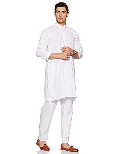 Men Cotton Kurta Pyjama Pajama Set Casual Regular Ethinic Wear Indian Dress White