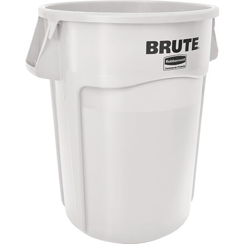 Rubbermaid FG264300 White 44 Gallon Brute LLDPE Heavy-Duty Round Container without Lid