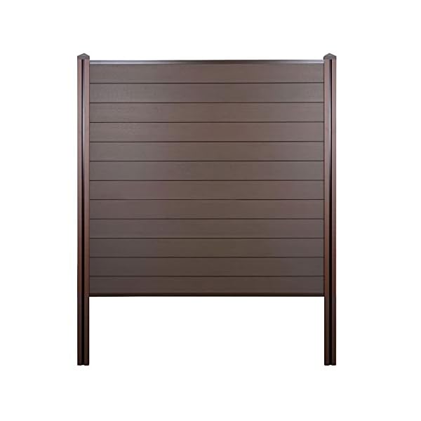 Mendler WPC-Sichtschutz Sarthe, Windschutz Zaun, WPC-Pfosten zum Einbetonieren - Basiselement, 195cm braun – Bild 4
