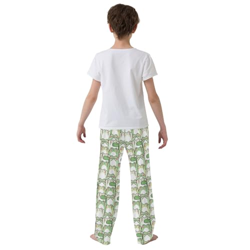 Frog and Lotus Leaf Boys Long Pants Soft Trousers Elastic Waist Kids Lounge Bottoms with Pockets S-XL3