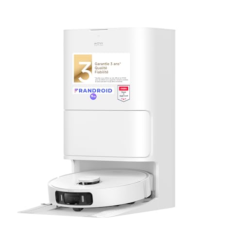 Mova Robot aspirateur et Laveur à vidage Auto E40 Ultra avec Aspiration de 19 000 Pa, Technologie de Lavage MaxiReach, Brosse...