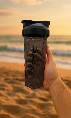 Image of Vortex Shaker Bottle - 700 ml Self-Mixing Shaker for Protein, Gym & Fitness | BPA-Free | No Ball Needed(Charcoal Black) (Black)