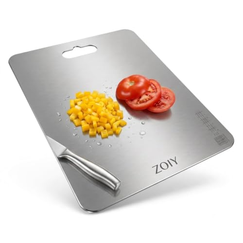 ZOIY Stainless Steel Cutting Board | Premium Steel Chopping Board for Kitchen | Hygienic & Rust Proof | Ideal for Fruits, Vegetables & Meat | 31 x 21 