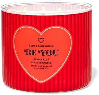 Bath & Body Works, White Barn 3-Wick Candle w/Essential Oils - 14.5 oz - 2022 Spring Scents! (Be You - Bubbly Rose)