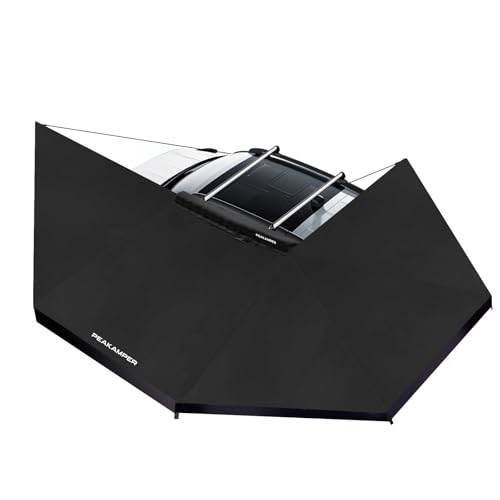 Peakamper 270 Awning Free Standing w/LED Light 108 sq.ft Shelter Car Side 270 Degree Awning UV50+ Waterproof Wind Resistant for SUV Van Truck Vehicle Driver Side