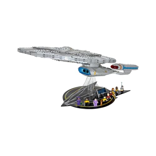 Brickcessories Horizontal Display Stand Compatible with LEGO Star Trek 10356 USS Enterprise NCC-1701-D – UV Printed Starfleet Base for Star Trek Enthusiasts – Set Not Included