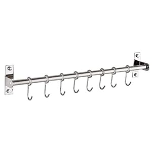 DSFSAEG Wandmontage RVS Pan Pot Rack keukengerei Hanger Organizer met 6/8 haken (maat: 50cm/19.69″)