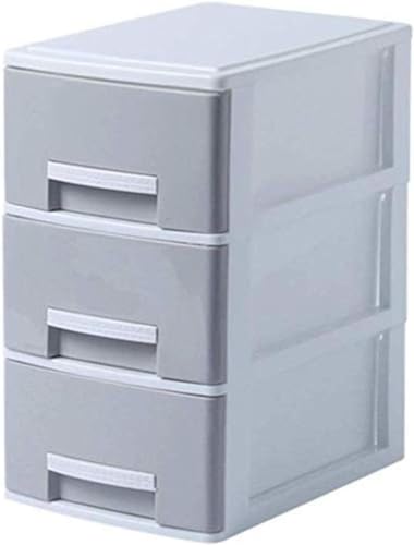 Archivador de 3 cajones para almacenamiento, solución dividida compacta para el hogar y la oficina, organizador de plástico gris, ideal para espacios pequeños
