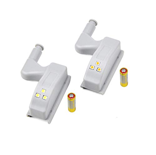 Luz de Bisagra LED Hogar Cocina Oficina Closet Interruptor Automático Blanco Lámpara de Noche Fresca(Baterías incluidas, 2 Piezas)