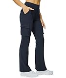 Yoga Flare Leggings for Women High Waisted Yoga Casual Pants Workout Leggings Cargo with 6 Pockets Bootcut Pants,Dark Blue XL