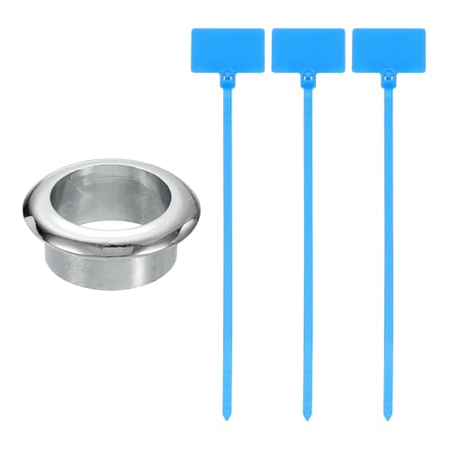 Image of sourcing map Desk Grommet, 1" (25mm) Zinc Alloy Cable Hole Cover Wire Cord Organizer with Marked Cable Ties for Home Office Desktop Wire, Silver Tone