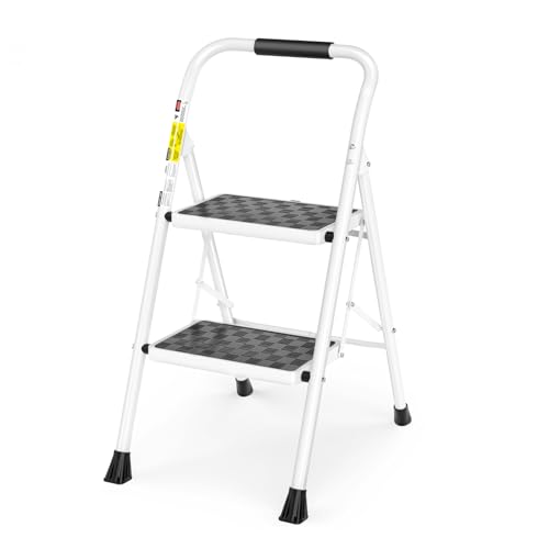Comparison: Best Step Stool For Adults 7 HBTower 2 Step Ladder,2 Step Stool for Adults Folding Step Stool with Cushioned Handle with Wide Anti-Slip Pedal Ergonomic Design