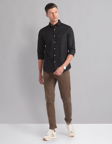 Image of AD by Arvind Cotton Linen Slim Fit Shirt