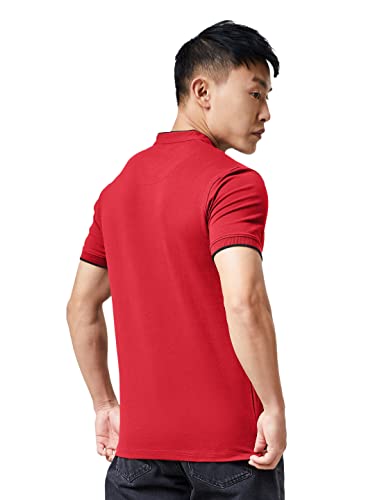 Image of The Souled Store Men Brick Red Solid Mandarin Polos