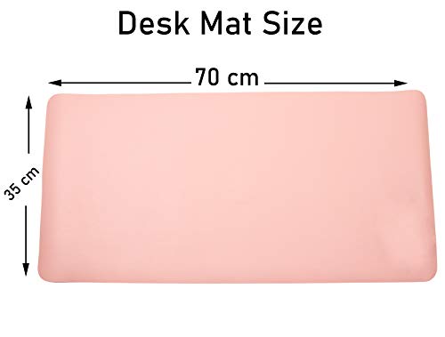 Image of MemeHo Upgraded Leather Desk Pad |Waterproof Desk Blotter Protector | Non-Slip Desk Writing Pad for Office Home (Color Pink / Blue, Size L70 * W35 cm)