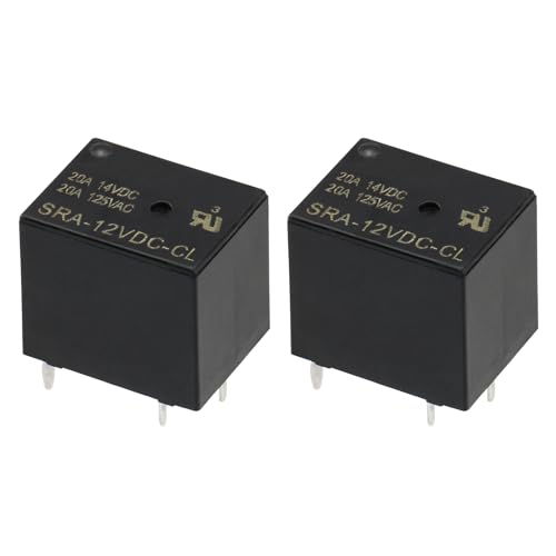 Weasch 2Pcs Subminiature High Power Relay, SRA-12VDC-CL, DC 12V Coil, 20A 125VAC/14VDC, 1NO 1NC, PCB General Purpose Relay 5 Pins SPDT (2)