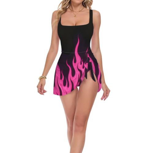 Maillot de bain une pièce pour femme gainant noir fluorescent et rose