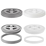 4PCS 5 Gallon Screw Top Lids, Leak-Proof Seal Lids Bucket for Pet Food Storage Container Lids, Paint Storage, 5 Gallon Screw Top Lids for Plastic Bucket Compatible with Gamma,Black
