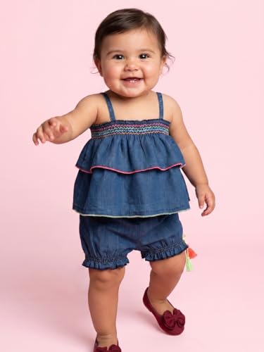 Image of Nautinati Baby Girls Printed Flutter Sleeve Top with Shorts Clothing Set | Age 0-3 Years
