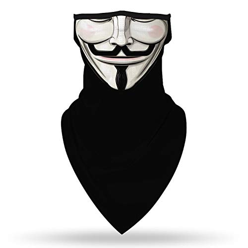 YAYOUREL Halloween Scary Hacker Mask Halloween Skeleton Bandana Neck Gaiter Face Mask Covering Ear Loop Hole Triangle Bandanas for Men Women Summer UV Face Scarf Mask Cover for Fishing