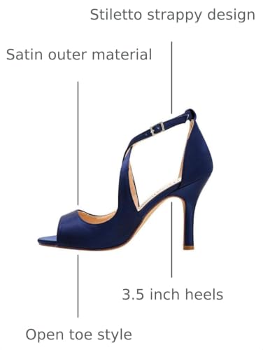 Image of ELEGANTPARK Peep Toe Strappy Heels for Women Satin Wedding Dress Sandals | Adjustable Cross Strap, 3.5 Inch High Heel Peep Toe Shoes for Bride, Wedding Guests, Bridesmaid, Formal, Prom, Evening Party