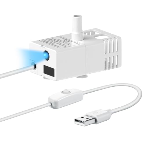 Veken Replacement Pump for 50oz, 95oz and 108oz Pet Fountain Cat Water Fountain Dog Water Dispenser Ultra Quiet Long Lifespan Water Pump, USB Cable, LED Lights