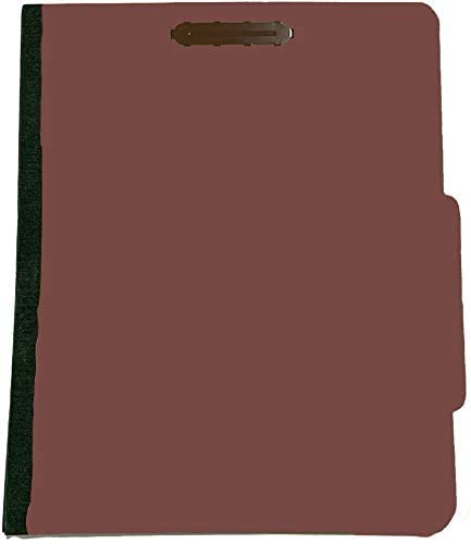 The File King One Divider Pressboard Classification Carnelia Red File Folder - Legal Size | Box Of 10 | 2/5 Roc Top Tab | 2" Expansion | Four 2" Fastener Prongs | Made In America #TOP19