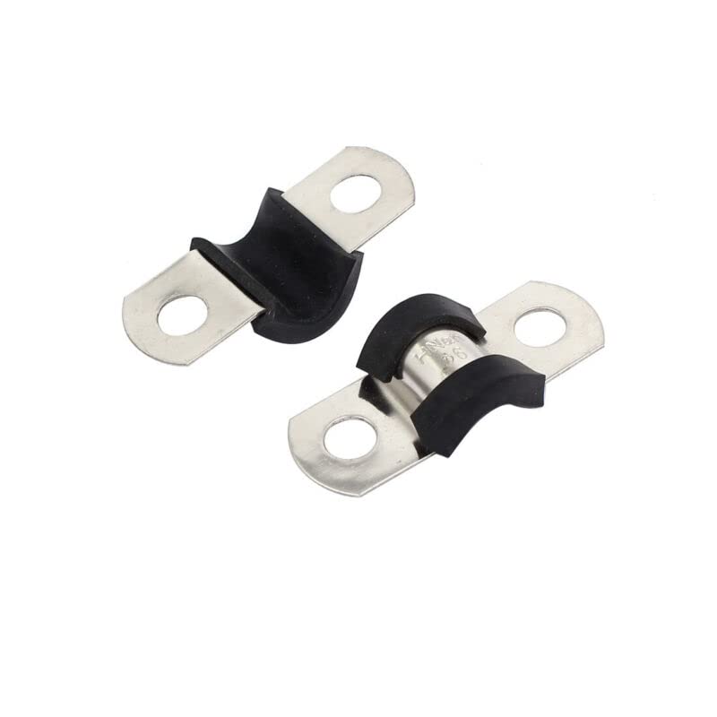 Tool parts 6mm Dia EPDM Rubber Lined U Shaped Pipe Tube Wire Clamps Clips 5pcs