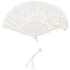 CHILDWEET Vintage Lace Folding Fan 15.74In Decorative Handheld Fan with Rose Pendant for Weddings Tea Parties Photo Props