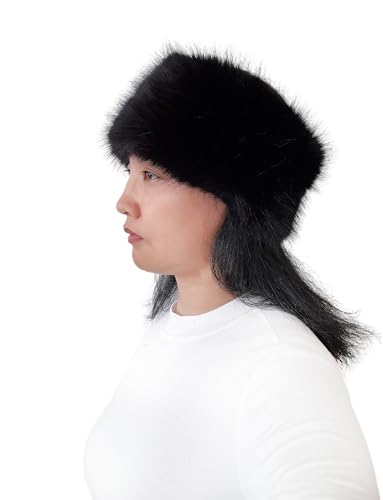 Lina & Lily Women's Winter Headband Head Ear Warmer Long Pile Faux Fur (Black) - Image 3