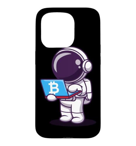 Astronaut buying ticket to the moon with BTC Bitcoin Case for iPhone 15 Pro