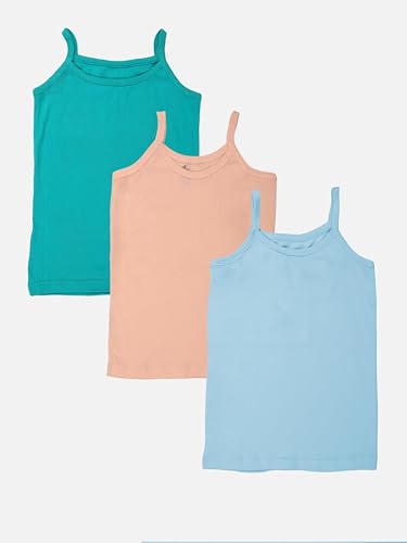 Image of KiddoPanti Girls 100% Cotton Rib Solid Camisole Tank Top Pack of 3