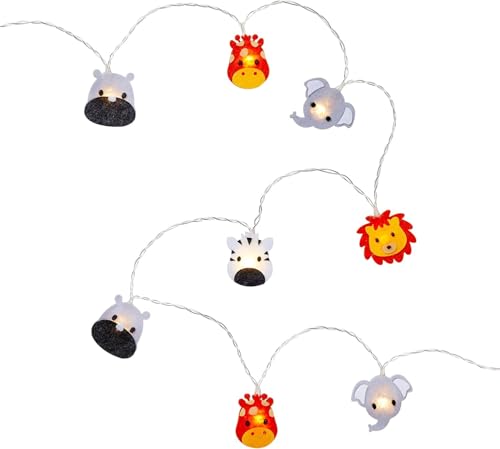 Cordão de Animais do Safari de Luz Luminária para Quarto Infantil Luz indireta Pilha Cormilu (10 bic