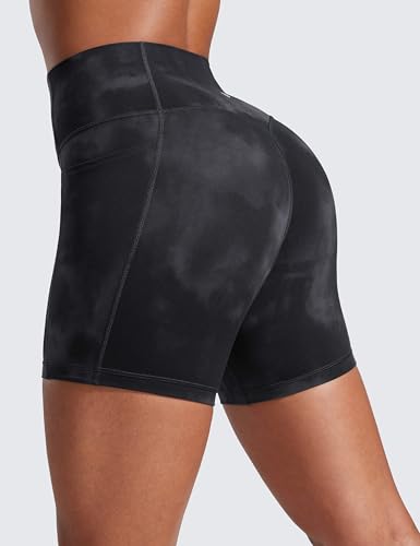 Image of CRZ YOGA Secretsculpt Biker Shorts Pockets 5'' | Booty Scrunch Butt, Butterlift, Buttery Soft, Moderate Compression, Workout, Pilates, No Front Seam, High Waist, for Women