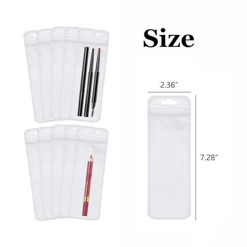 Image of 100 Pcs Packaging Bags for Small Business, Resealable Pouch Bag for Pens, 2.4 X 7.3 inch Clear Food Storage Smell Proof Bags for Packaging Lipgloss, Jewelry, Cosmetic, Candy