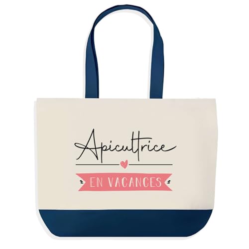 Grand sac de course provision robuste bleu apicultrice pour le marché