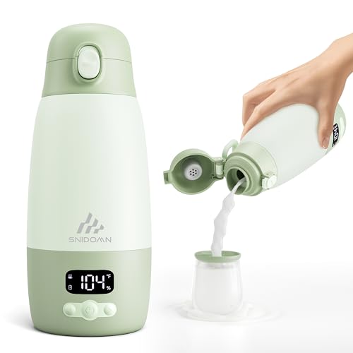 Portable Bottle Warmer for Travel, 2-Min Fast Heating Baby Bottle Warmer for Breastmilk & Formula, 17.8oz Formula Container to Go, Long Battery Life & Temp Control, Portable Milk Warmer On The Go