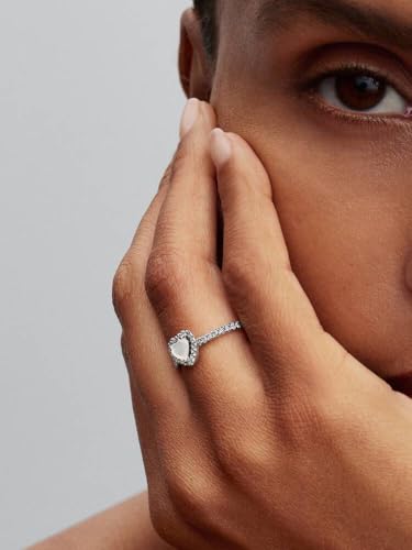 Bague PANDORA argent 925 véritable et cœur blanc travaillé - 3