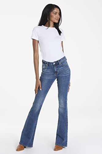 DEAR JOHN Rosa Flared Women's Jeans Mid Rise Full Inseam Comfort Stretch Denim4