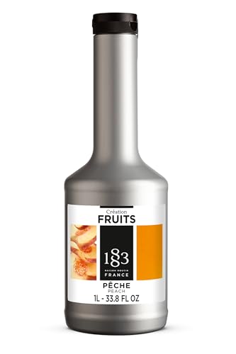 1883 Maison Routin Premium Peach Creation Fruits Purée Juicy Ingredient for Cocktails Mocktails & Iced Drinks Allergen-Free Vegan-Friendly No Artificial Colours or Preservatives - 1L Bottle