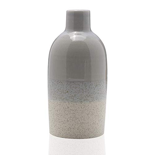 Scott Living Oasis Layered Ceramic Bottle Vase, 9 inch, Light Gray