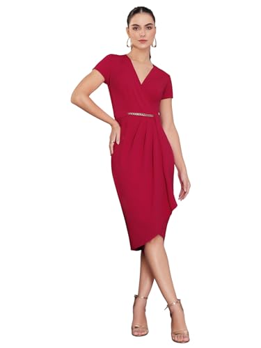 Image of Miss Chase Women's Comfortable Round Neck Sleeveless Striped Midi Bodycon Dress with Zipper