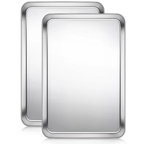 Terlulu Baking Sheet, Cookie Sheet, Stainless Steel Baking Pan, 2 Piece-17.3''x 12.3'' x 1'', Half Sheet Pan for Oven, Baking Tray for Baking&Roasting, Nonstick&Nontoxic&Easy Clean